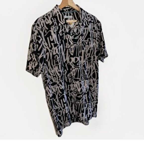 Oh Snap Drill Clothing Men's Grafitti Short Sleeve Shirt Size Large Black/White - Picture 2 of 6